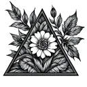 triangle floral tattoo design idea