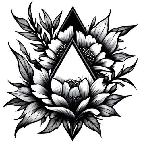 triangle floral tattoo design idea