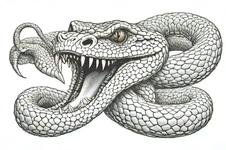 King Cobra wrapped around neck with mouth open in the front of the neck tattoo design idea