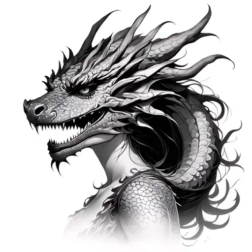 woman reborn as dragon tattoo design idea