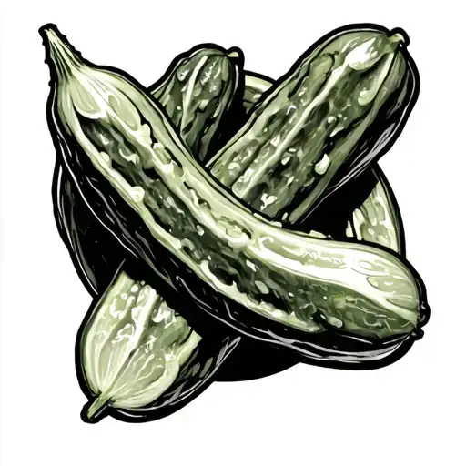 Pickle in black and white drawing tattoo design idea