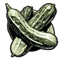 Pickle in black and white drawing tattoo design idea