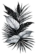 negative space tropical foliage tattoo design idea
