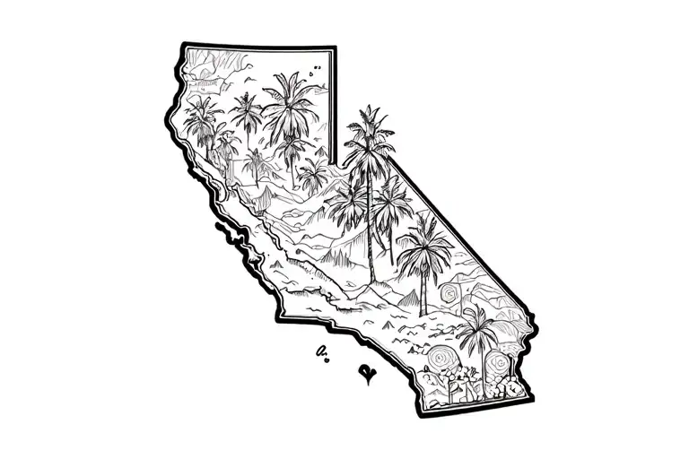 California state outline tattoo design idea