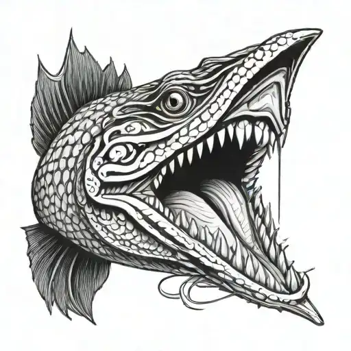Pike face tattoo design idea