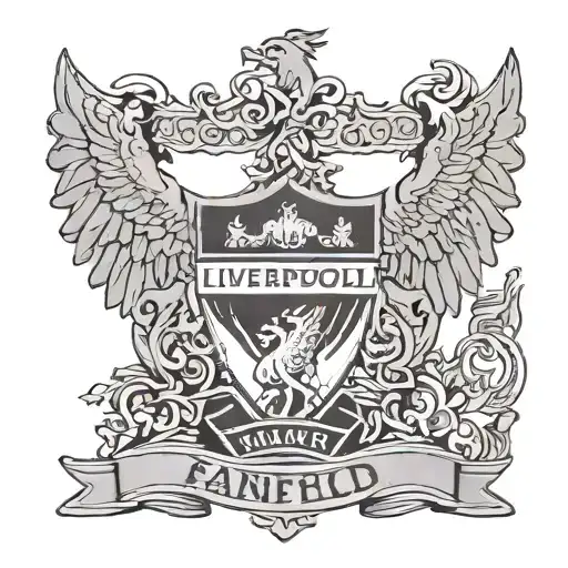 Anfield Outline as a Background around the liverpool crest tattoo design idea