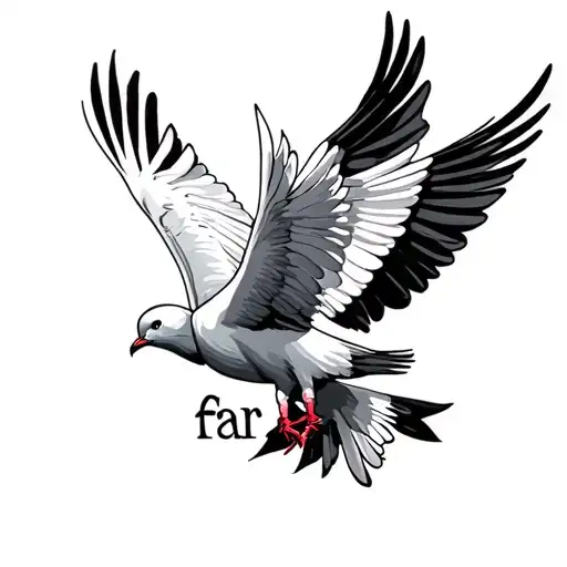 "Far" 	•	Two doves 	•	Father-son bond symbols 	•	Shading and fine details tattoo design idea