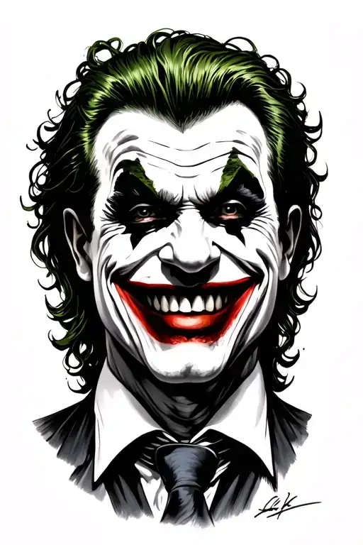 joker heavy smile tattoo design idea