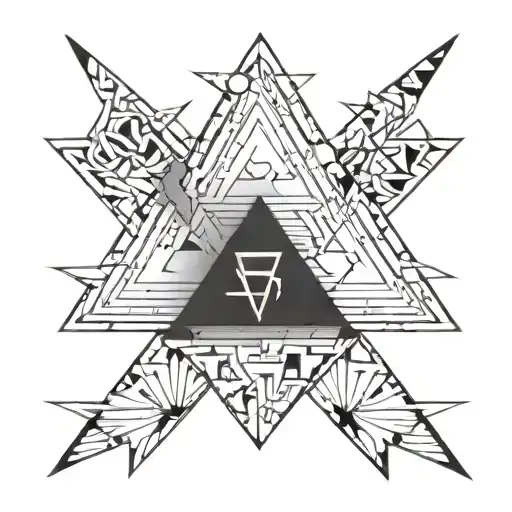 2 overlapping triangles, in the middle Morese code "family first" tattoo design idea