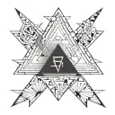 2 overlapping triangles, in the middle Morese code "family first" tattoo design idea