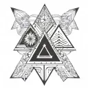 2 overlapping triangles, in the middle Morese code "family first" tattoo design idea