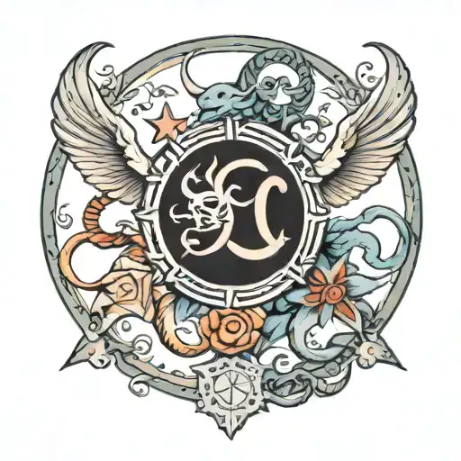 Capricorn Sagittarius libra cancer combin tattoo design idea