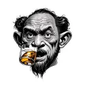 old mong drinking 3 friends in table mountain tattoo design idea
