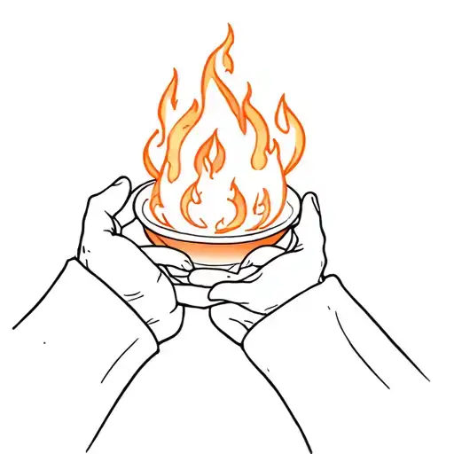line art tattoo of calcifer being held in Sophie's hands from Howl's moving Castle  tattoo design idea