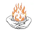 line art tattoo of calcifer being held in Sophie's hands from Howl's moving Castle  tattoo design idea