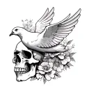 dove and skull tattoo design idea
