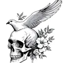 dove and skull tattoo design idea