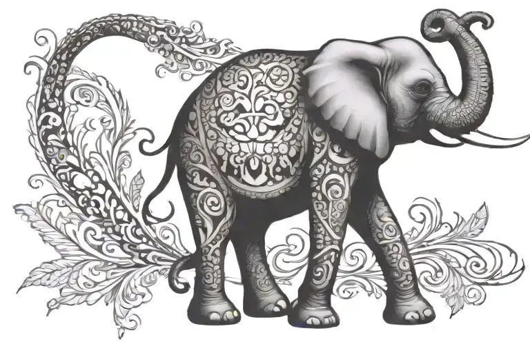 Elephant trunk high tattoo design idea