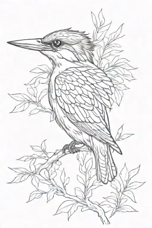 kingfisher bird losing feathers falling tattoo design idea