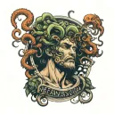 medusa and hephaestus god tattoo design idea