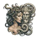 medusa and hephaestus god tattoo design idea