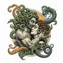 medusa and hephaestus god tattoo design idea