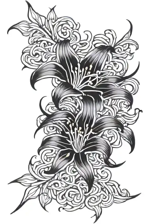 Japanese spider lily tribal tattoo tattoo design idea
