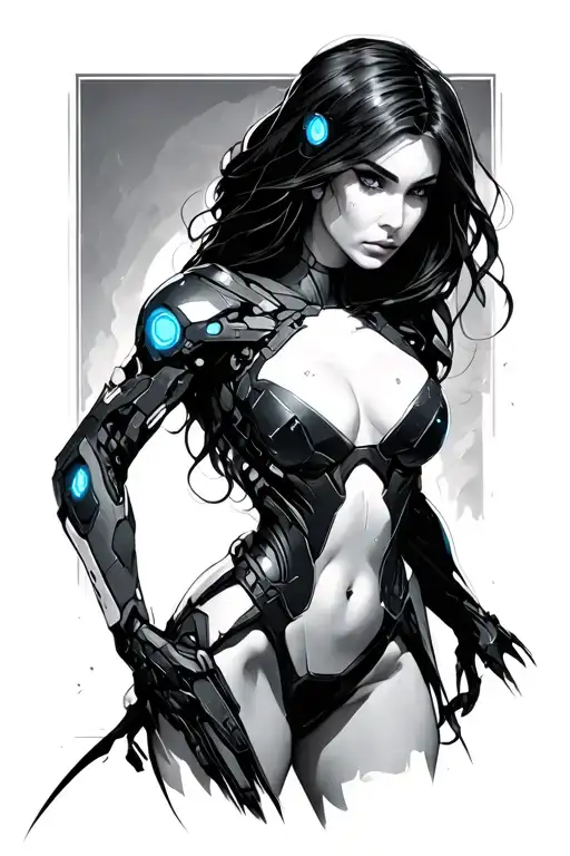 sexy Cortana from halo full body posing tattoo design idea