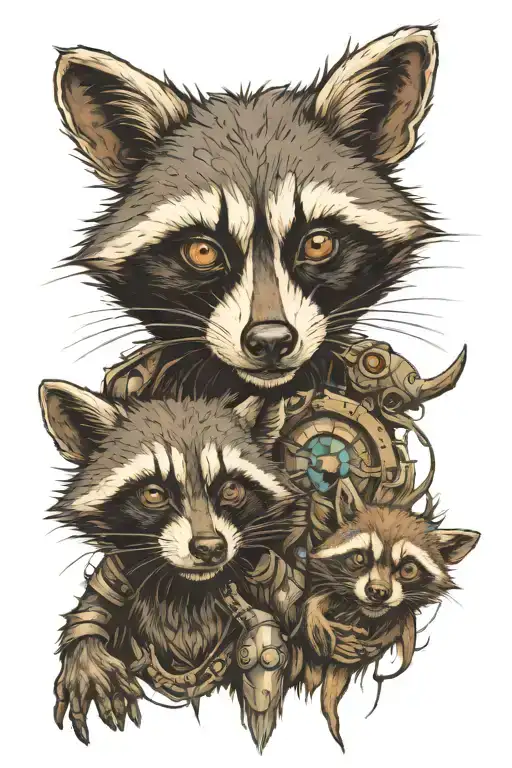 aliens disguising themselves as raccoons matching tattoo design idea