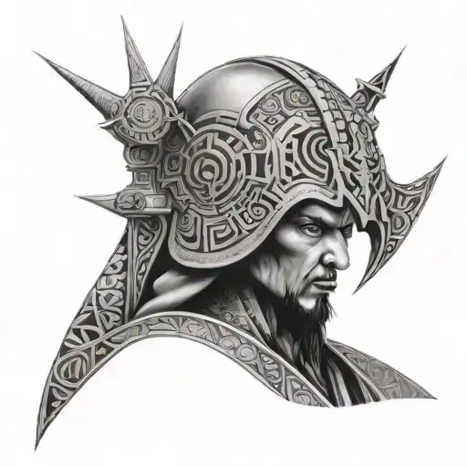 star wars, villain, turkic patterns tattoo design idea