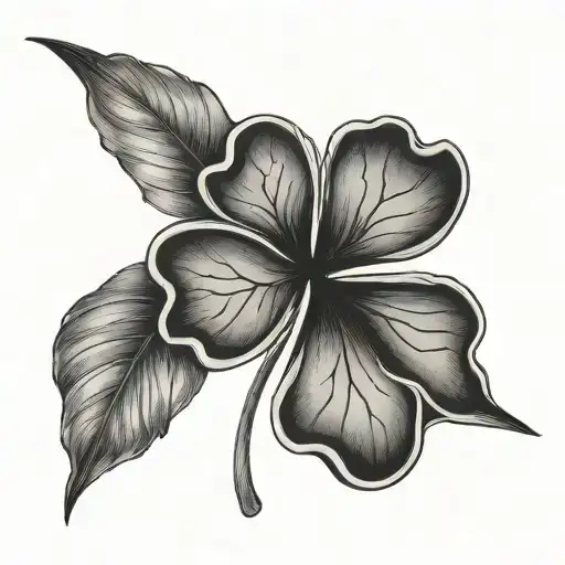 black five leaf clover tattoo design idea