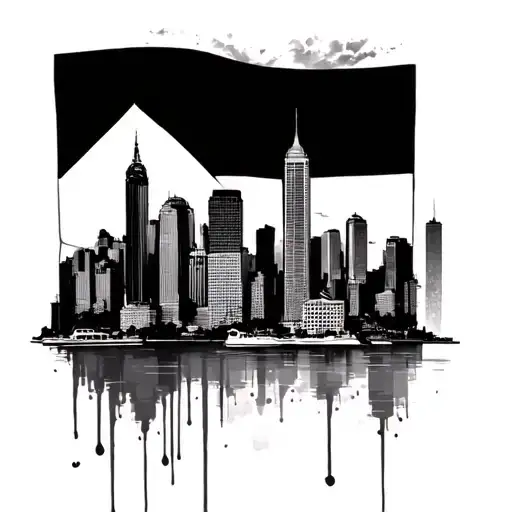 New york city skyline and dominican flag tattoo design idea