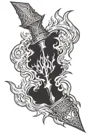mordekaiser mace weapon wrapped in flames tattoo design idea