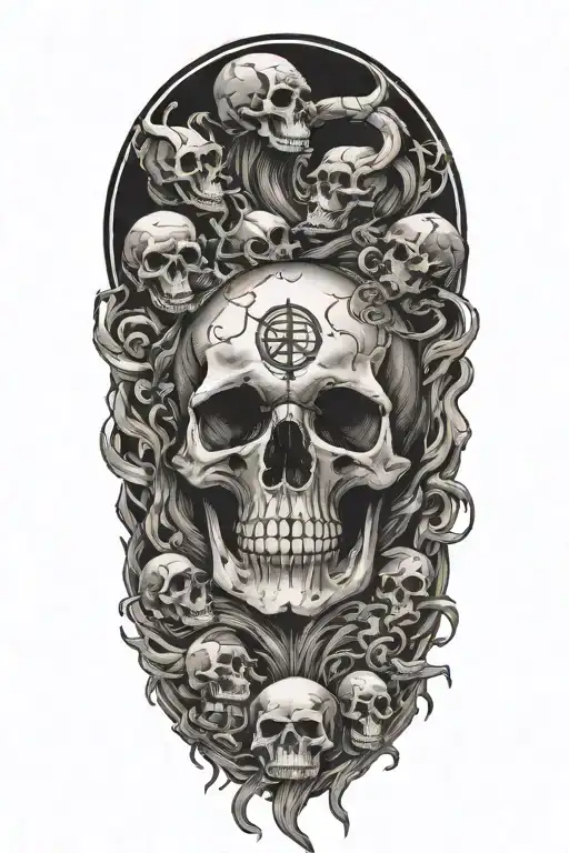 skulls clouds with Capricorn zodiac signs growing tattoo design idea