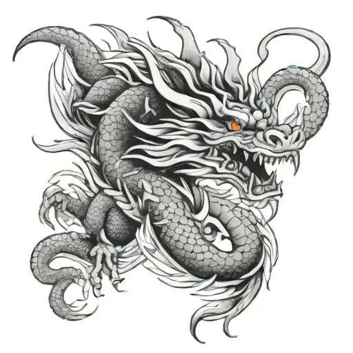 smokey japanese dragon tattoo design idea