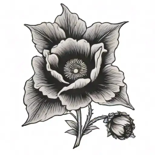 penny, chocolate, poppy flower tattoo design idea