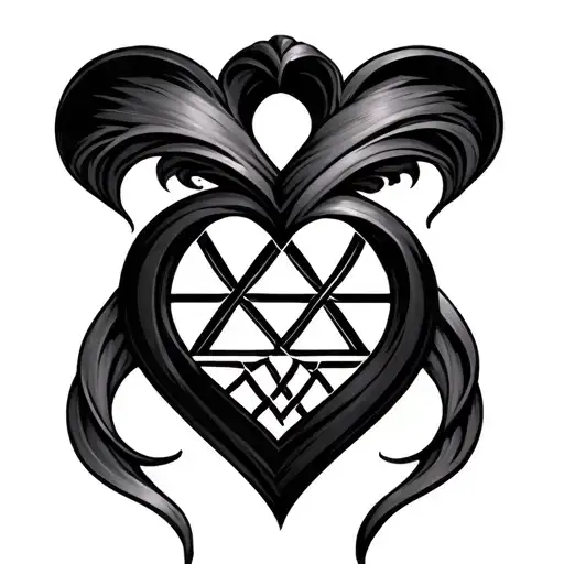 polyamory infinity heart with triquetras tattoo design idea