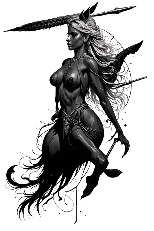 female sagittarius zodiac sign tattoo design idea