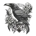 crow with the symbol of chaos tattoo design idea