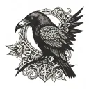 crow with the symbol of chaos tattoo design idea