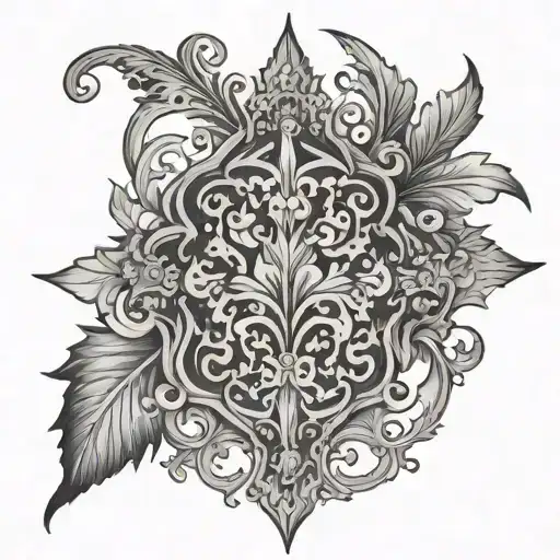 Dainty fine line ornamental tattoo vertical on spine for men tattoo design idea