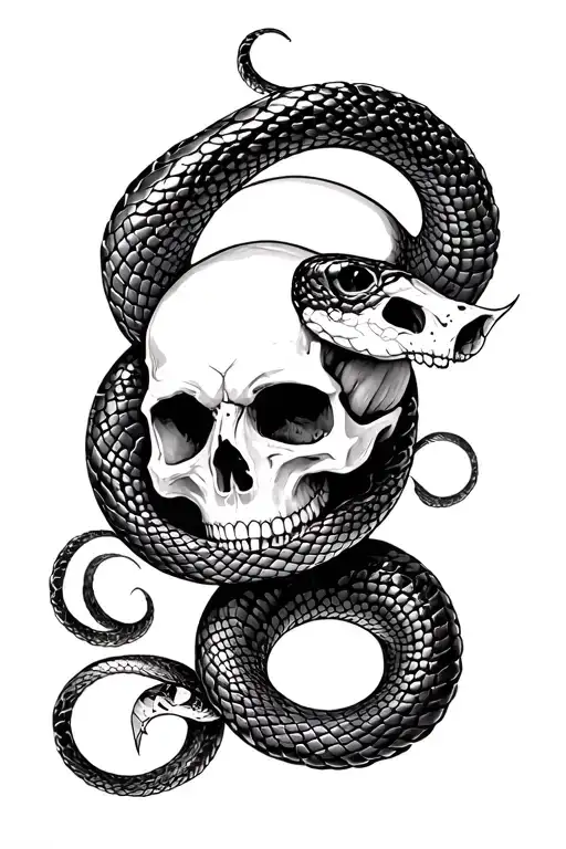 snake and skull slightly feminine tattoo tattoo design idea