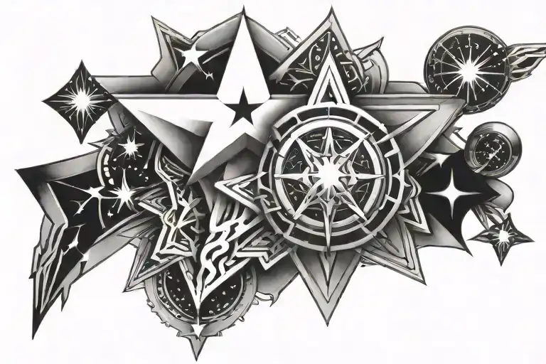 cybersigilism with stars and symmetry  tattoo design idea