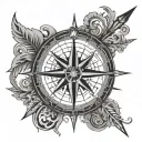 Barbados trident and a compass tattoo design idea