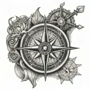 Barbados trident and a compass tattoo design idea