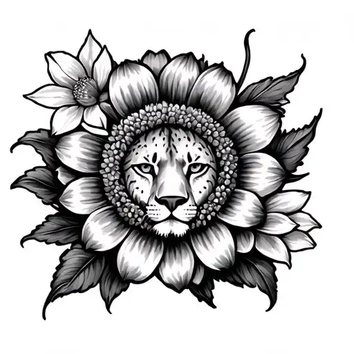 Leo sun chrysanthemum and narcissus flower tattoo design idea
