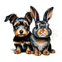 dog and rabbit tattoo design idea