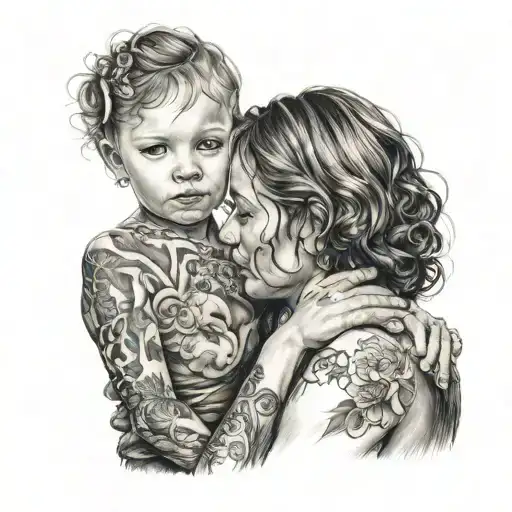 beautiful woman adopt boy tattoo design idea