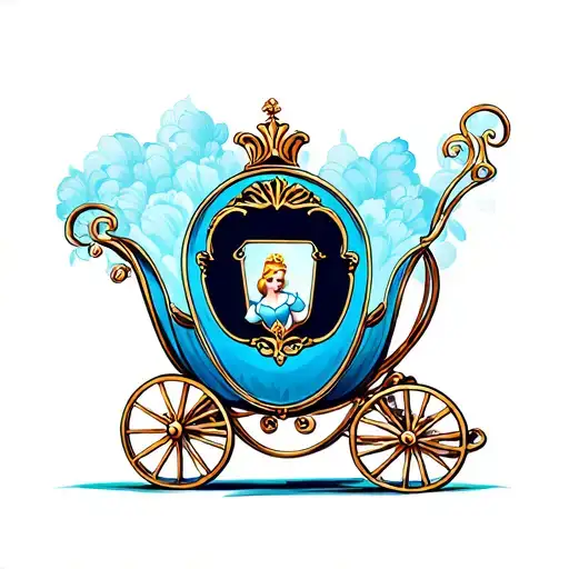 Cinderella carriage cartoon tattoo design idea