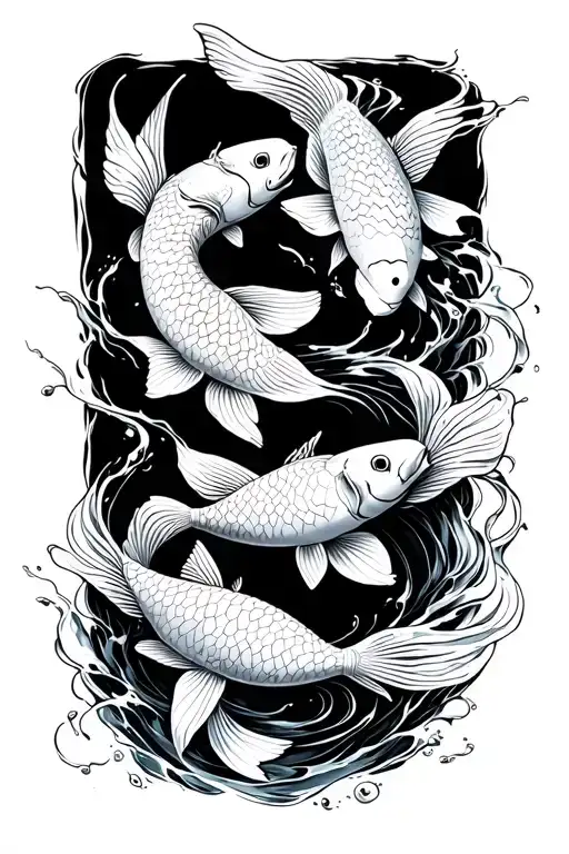 koi fish swimming upstream tattoo design idea